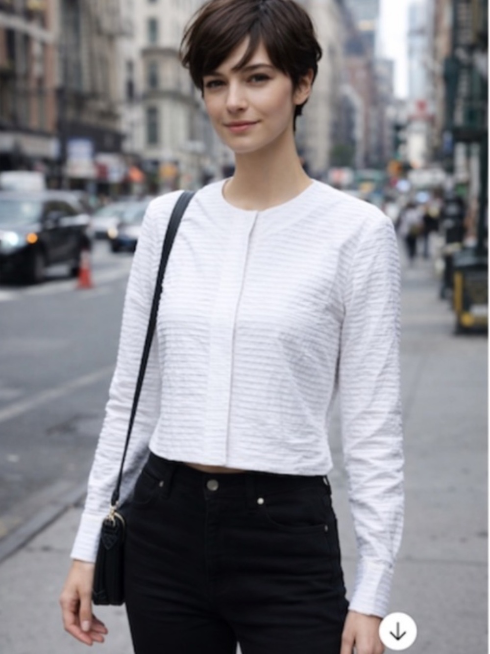 $575 ODEEH 100% Cotton Button Down Collarless Top NWT (size 36)